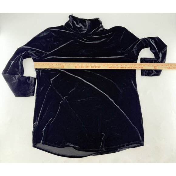 Belle Kim Gravel Black Velvet Pullover Tunic Sweater‎ Mock Neck XL Event Preppy - Picture 8 of 8